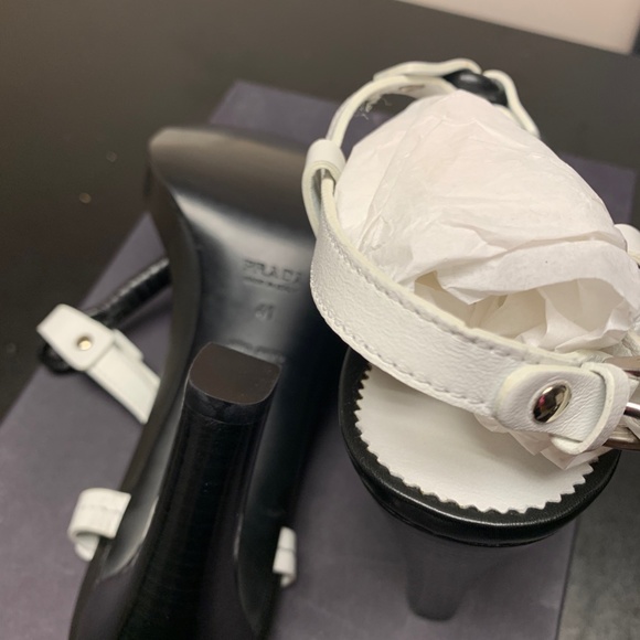 Prada Black and White Sandal Heels - Picture 5 of 5